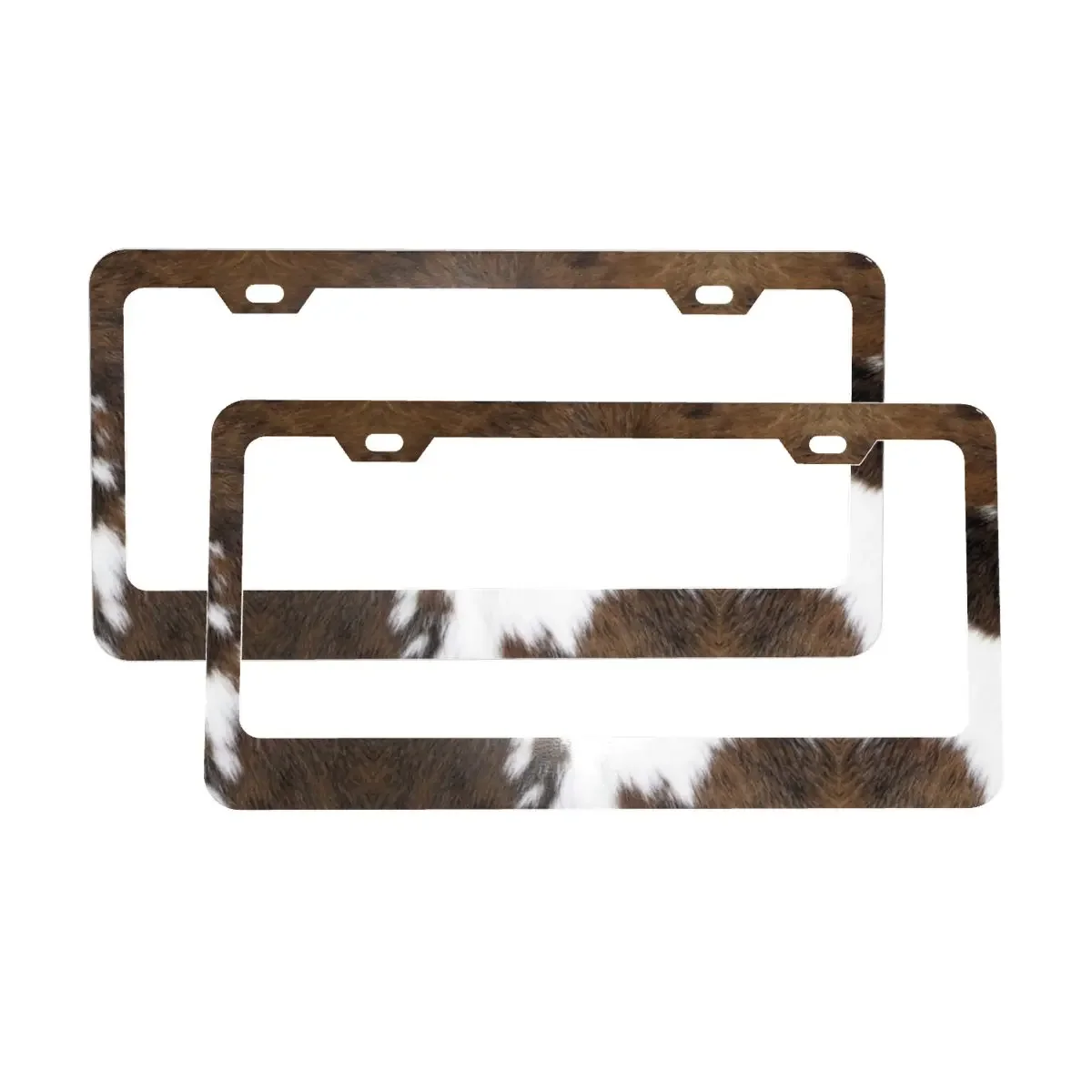 Simulated Cowhide Texture License Plate Frames Custom 2 Packs Decorative Car License Plate Holder 12.3x6.3 Inch