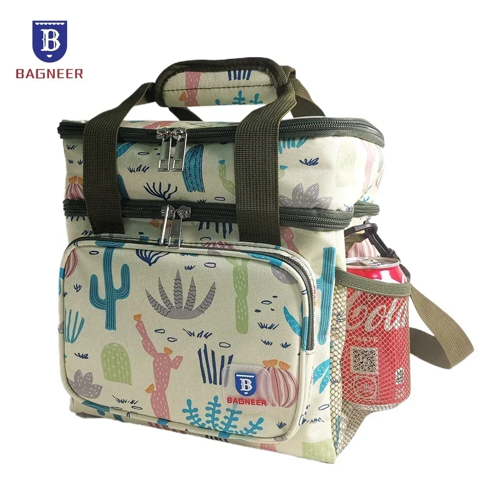 BAGNEER Thermal Lunch Bag Camping Picnic Food Cooler Bags Insulated Case Waterproof Office School Lunchbag Shoulder Cooling Box