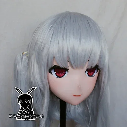 (Rabbit 46) Full Head Crossdress Girl BJD Doll Mask Scary Vampire Cartoon Anime Realistic Silicone Kagarino Kirie Cosplay Mask