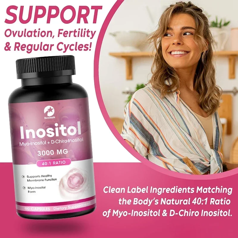 Kexinsh Myo-Inositol & D-Chiro Inositol Capsules Ideal Dosage for 40:1 Ratio for Ovarian Health Support and Balance