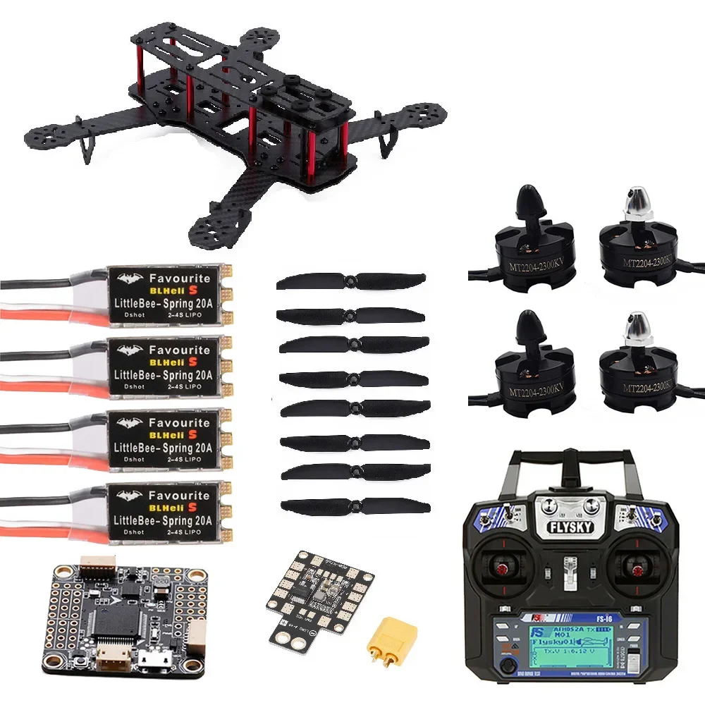 QAV250 250mm Carbon Fiber Quadcopter / MT2204 2300KV Motor / 20A ESC/ F4 V3S Flight Controller & Flysky FS-i6 IA6B Kit