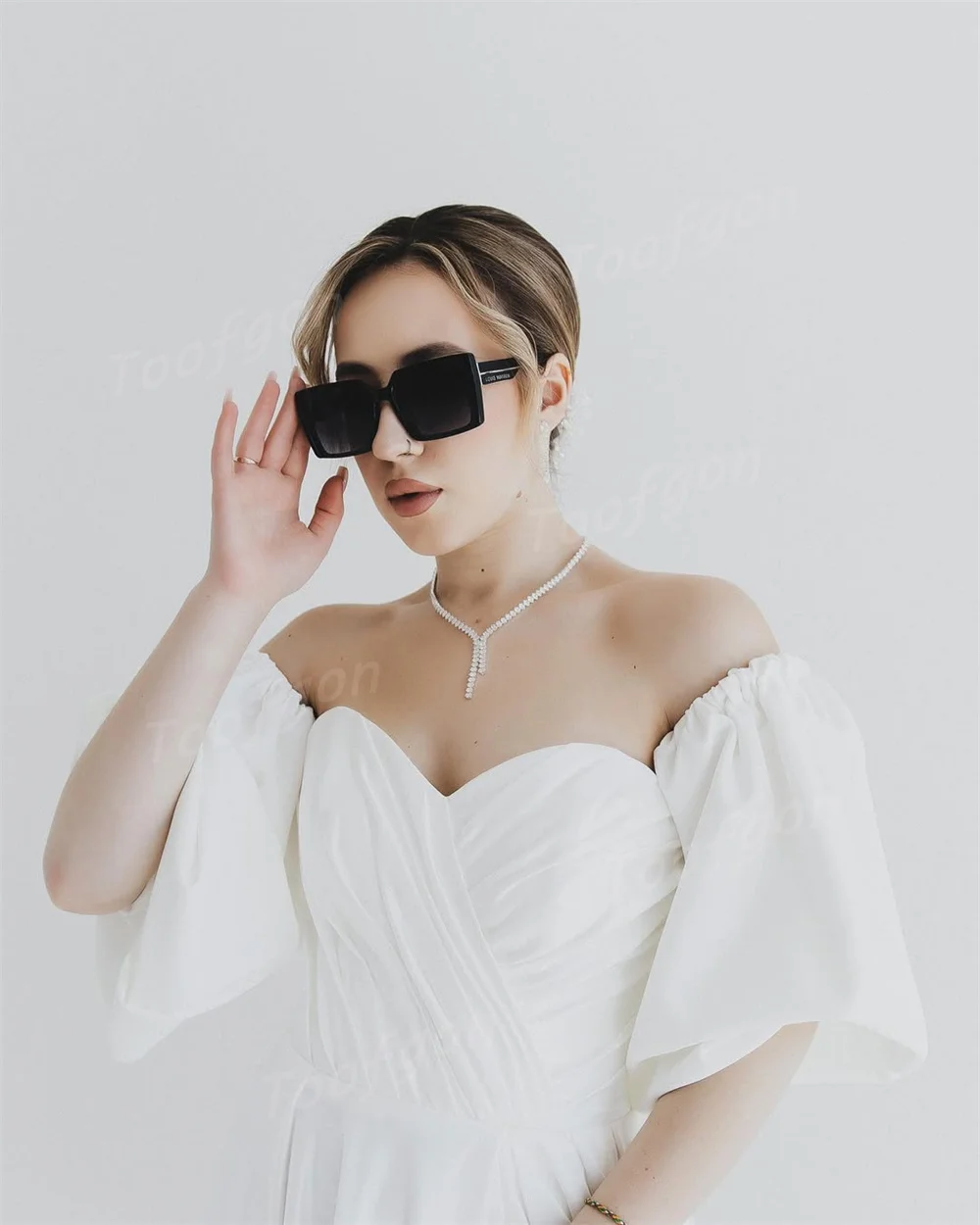 Toofgon Vintage Matte Satin Brautkleid Schatz Falte Hochzeit Kleid Hohe Schlitz Angepasst Braut Kleid Vestido De Noiva 2025