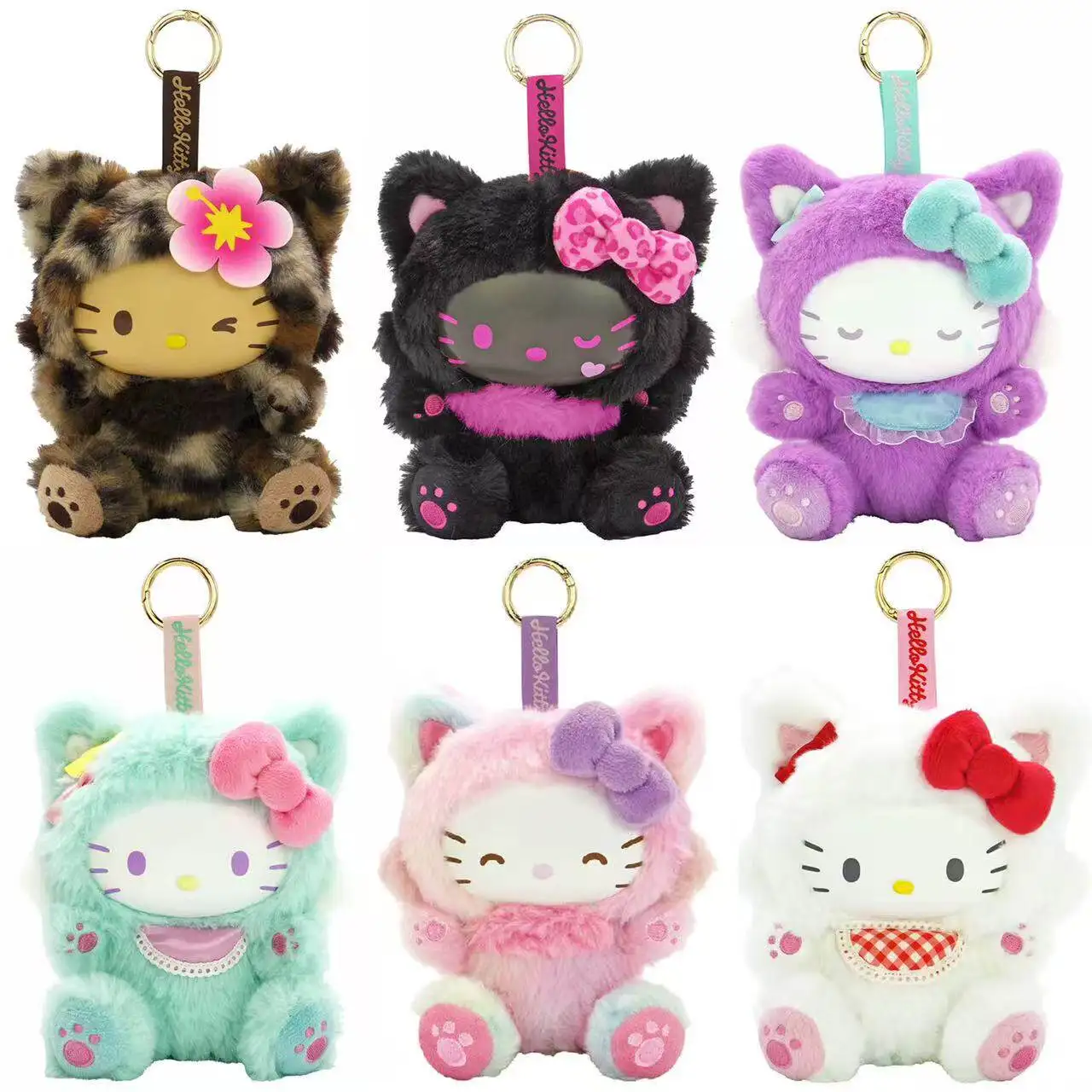 

Новая серия плюшевых кукол-брелоков Hello Kitty с леопардовым принтом в стиле Sanrio Kawaii: толстовка, сумка, подарок на день рождения для девочки