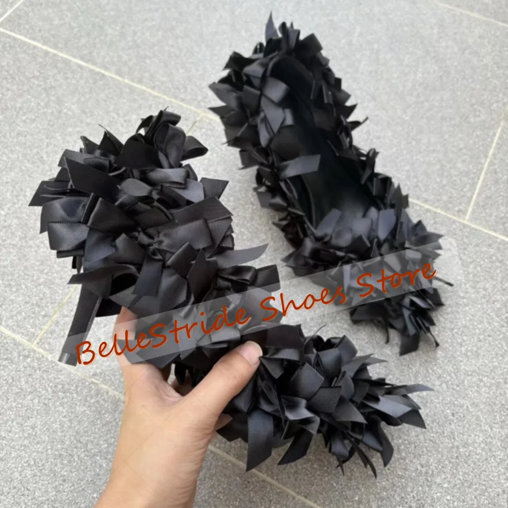 Black Pointed Toe Bow knot Decor Pumps Fashion Women Shoes Stilettos High Heels Party Banquet Dating 2025 Zapatos Para Mujere