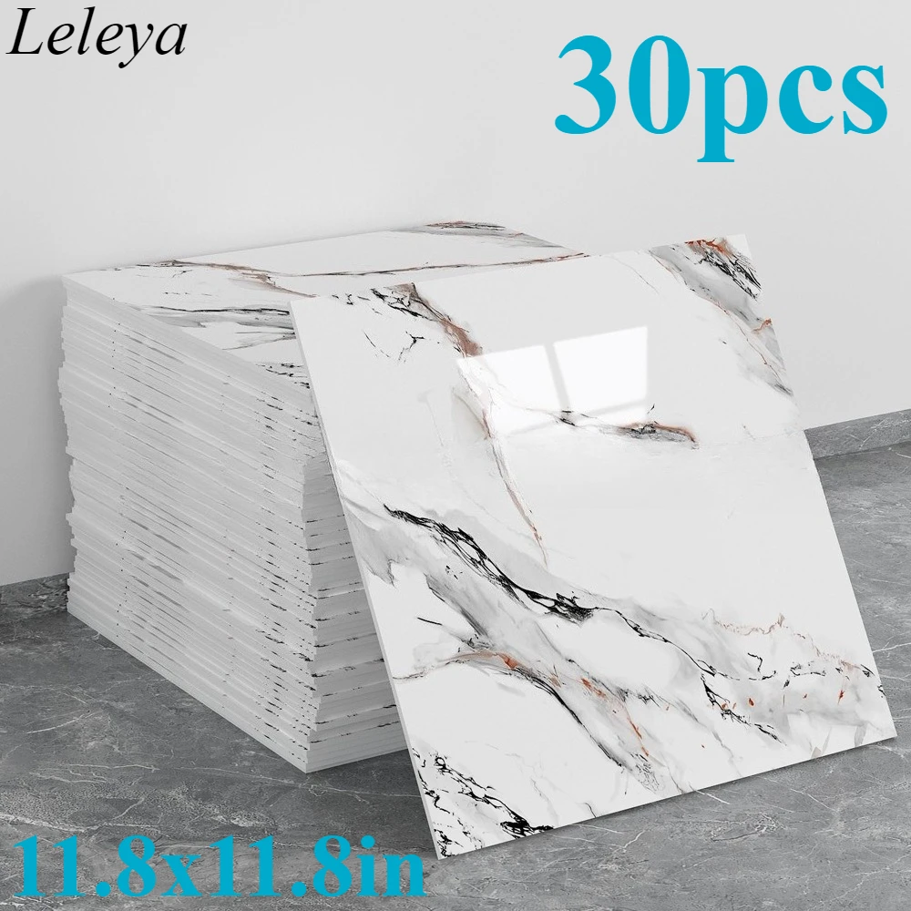PVC Marble Self-Adhesive Thickened Tile Wall Sticker Bathroom Waterproof Floor Sticker Bedroom Living Room Decoration