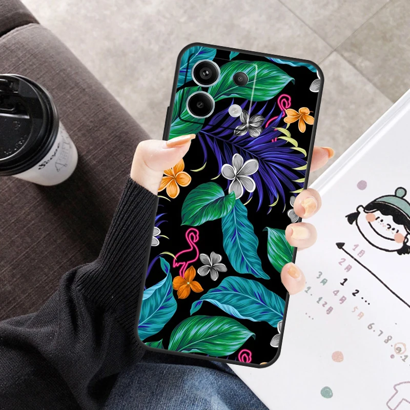 غطاء نمط الكركديه الاستوائي لشاومي ريدمي نوت 14 13 9 10 11 12 برو 10S 11S 12S حافظة لهاتف ريدمي 14C 10C 12C 13C