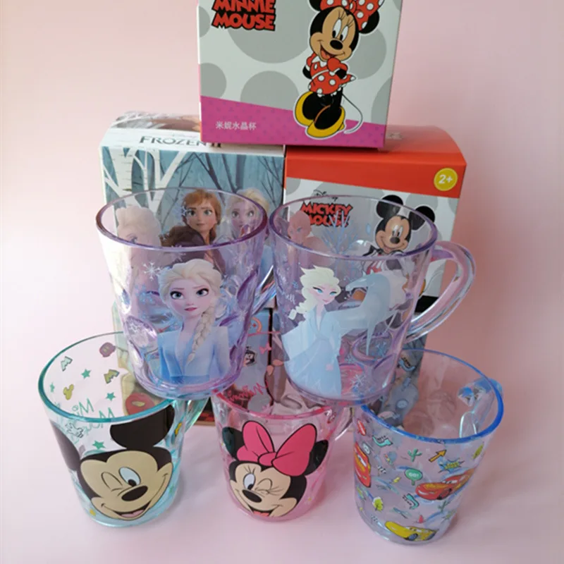 Disney Cartoon Cup with Handgrip Princess Children\'s Mouthwash Cold Drink  Coke Cup Party Drink Cup 260ML Boy Girl Gift