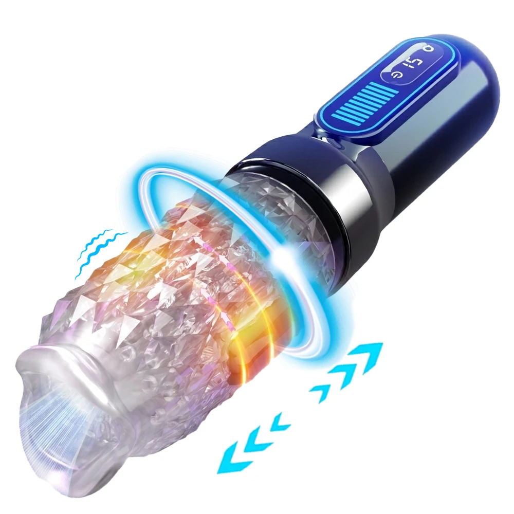 5 IN 1 Male Masturbator Cup Sex Toy for Men Dildo Vibrator Thrusting Rotating Licking Vibrating Pocket Pussy Oral Adult Sex Toys