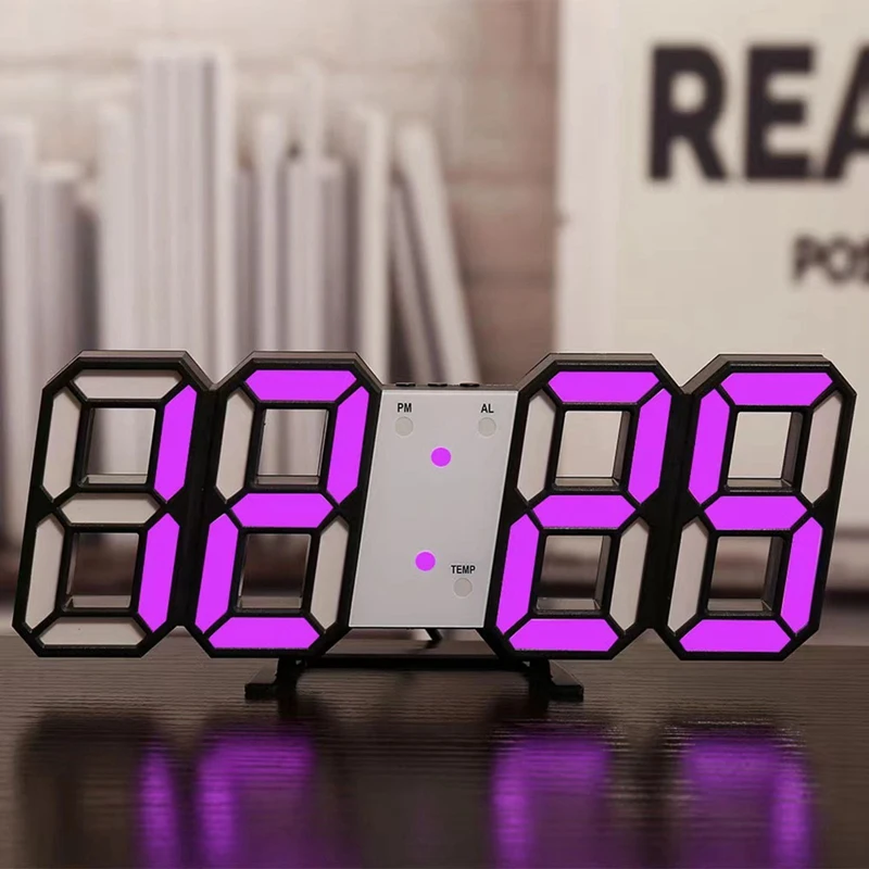 Jam dinding Digital LED 3D, jam dinding bercahaya, LED 3D, Multifungsi, USB Plug In, jam elektronik, dekorasi rumah