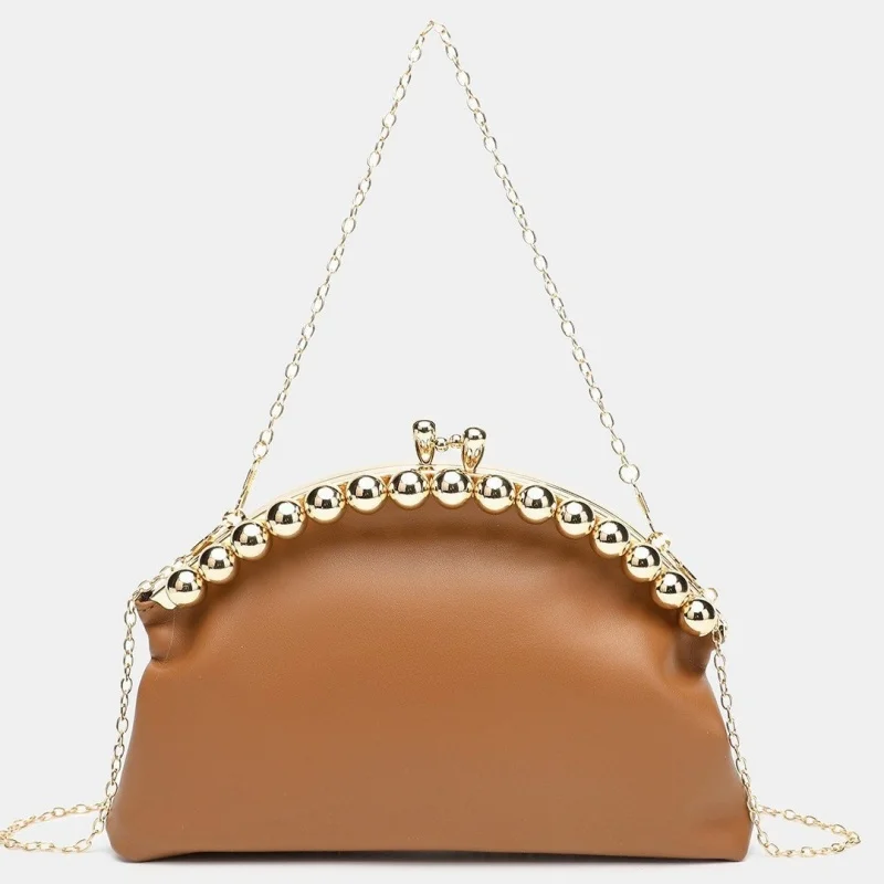 

2026 Fasion Gold Beads Beaded Clutch Purse Textured PU Cloud Bag Women Handbag Female Casual Bag Shoulder Crossbody Bag
