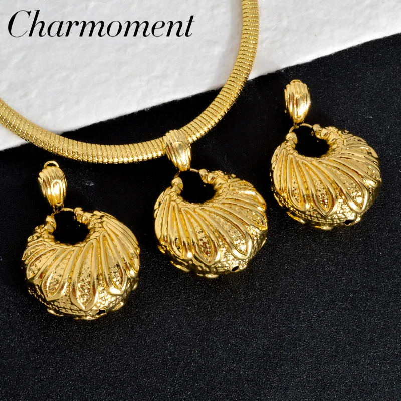 Fashion 18K Gold Plated Copper Chain Jewelry Sets For Girls Women Earrings Pendant Necklace Romantic Wedding Party Accessories