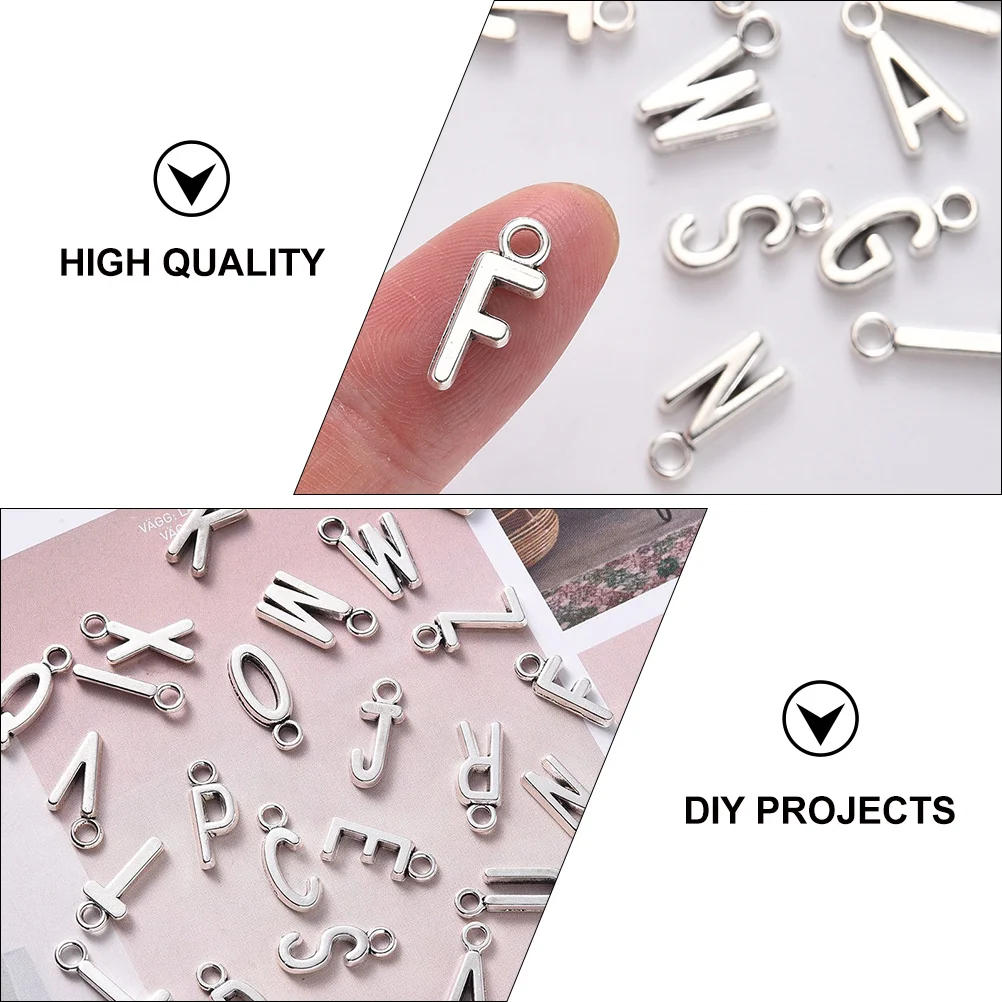 26 Pcs Letters Small Pendant English DIY Jewelry Attractive Ornament Alloy Parts Making Supplies Alphabet