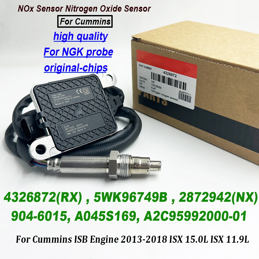 Nox Sensor For Cummins Engine CES SNS 12V 4326872 5WK96749 5WK96749B 2872942NX For NGK Probe 904-6015 A2C95992000-01