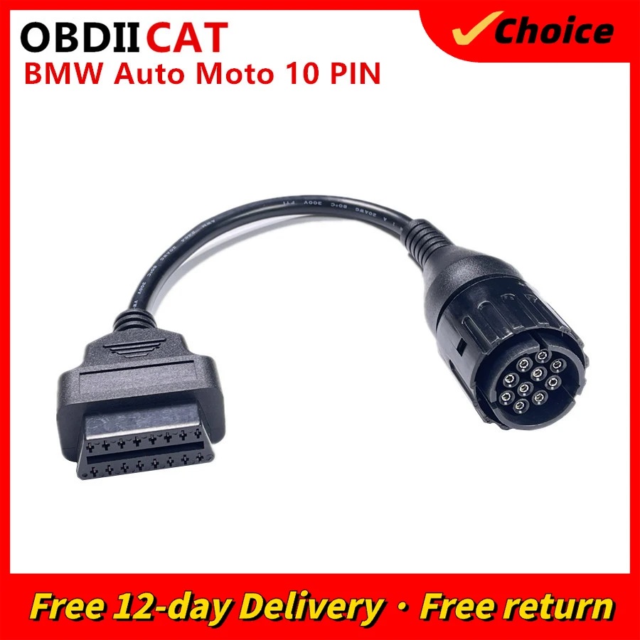 Cable de ICOM-D adaptador de 10 pines para motocicletas BMW, conector de diagnóstico OBD2 de 10 pines a 16 Pines, Cable de extensión OBD 2