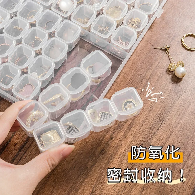 Portable transparent jewelry box earring necklace earring tray storage box small earrings anti-oxidation box