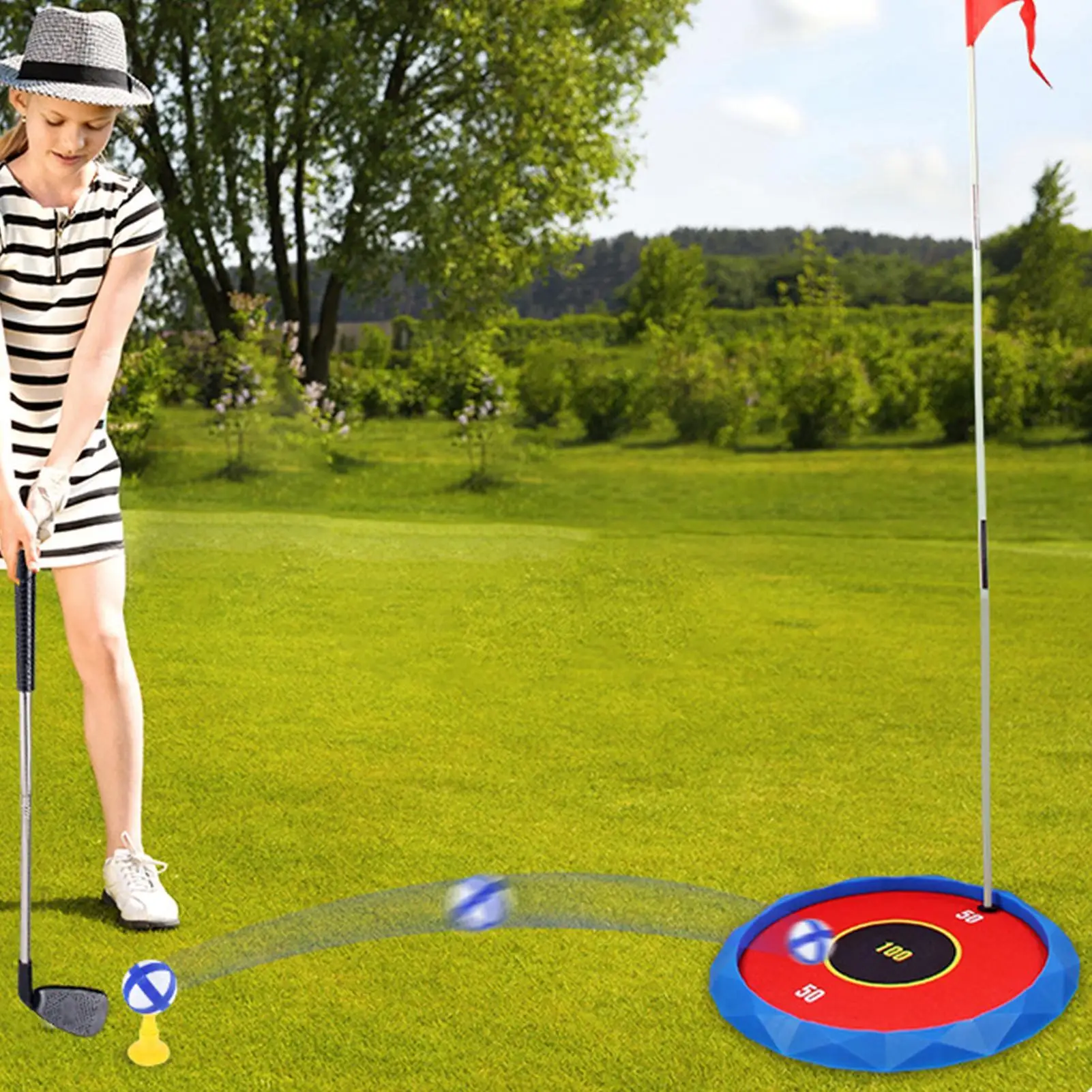 Kids Golf Set Swing Training Family Fun Play Practice Activities Golf Putting Game Set For Christmas Sports Beach Children Over
