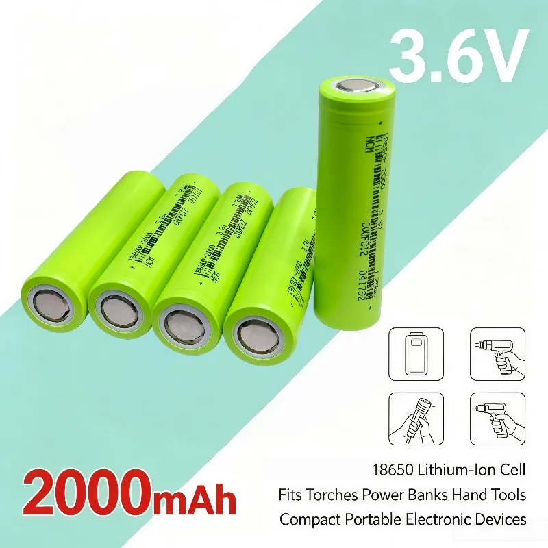 18650 3.6V 2000mAh Lithium‑Ion Replacement Cell For Torches Power Banks Hand Tools Compact Devices