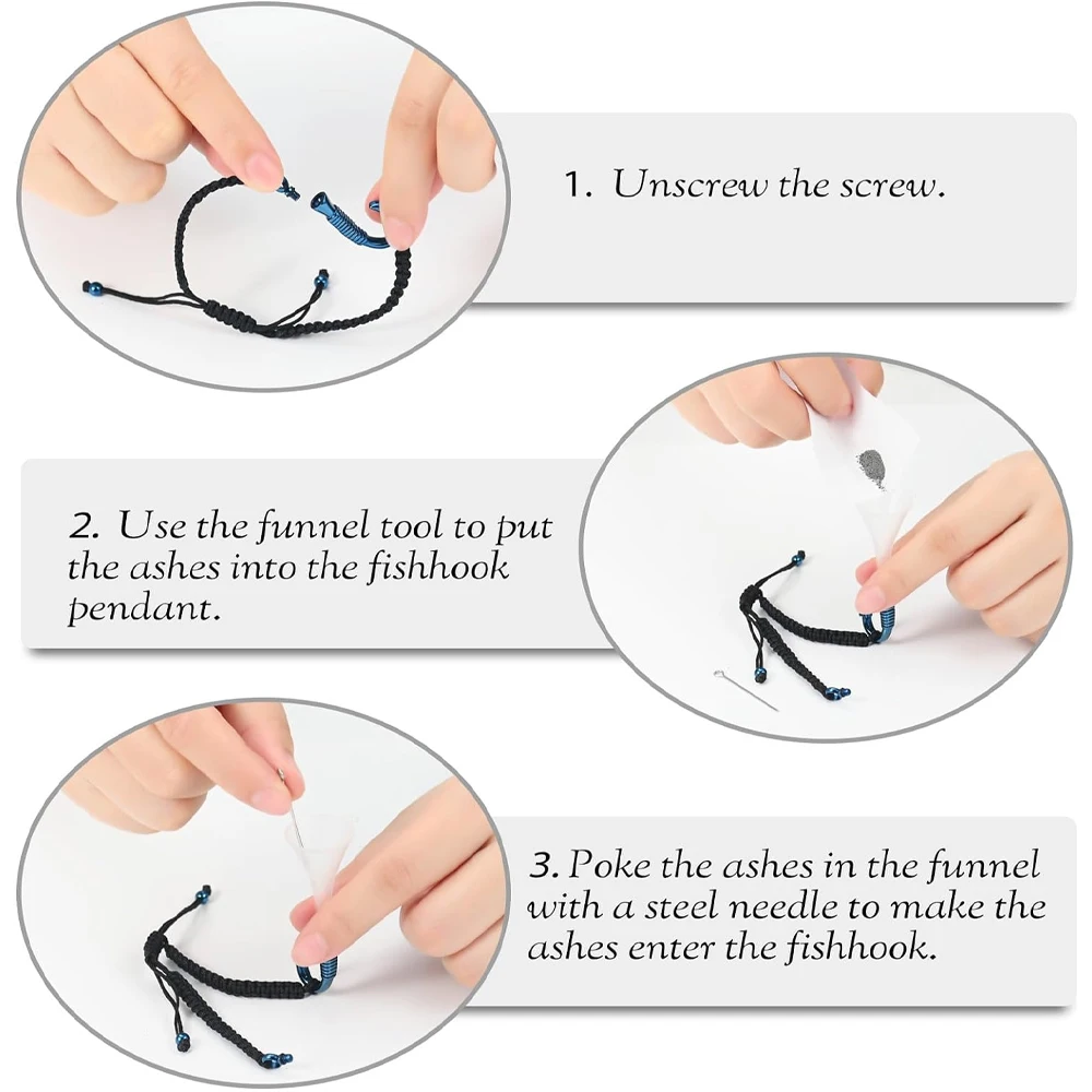 Cremation Ashes Bracelet Fish Hook Urns Pendant For Pet Human Ashes Memorial Keepsake Bangle Jewelry Adjustable