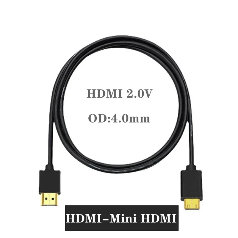 OD 3.2mm Super Soft Micro HDMI To HDMI To Mini Mini HDMI-Compatible Cable Ultra Thin 4k 60hz Portable Short Thin Hdmi 2.0 Coiled