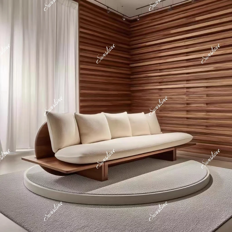 

North American black walnut living room hotel office negotiation inline sofa