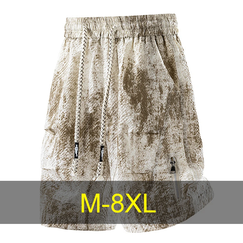 8XL Plus Size Shorts Men Summer Tie Dye Short Pants Fashion Casual Tie dye Breathable Shorts Male Big Size 8XL