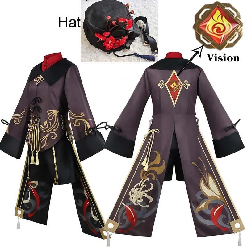 Hu Tao Cosplay Costume Uniform Deluxe Suits Dress Hat Socks Wig Accessories Finger Rings Hutao Outfits