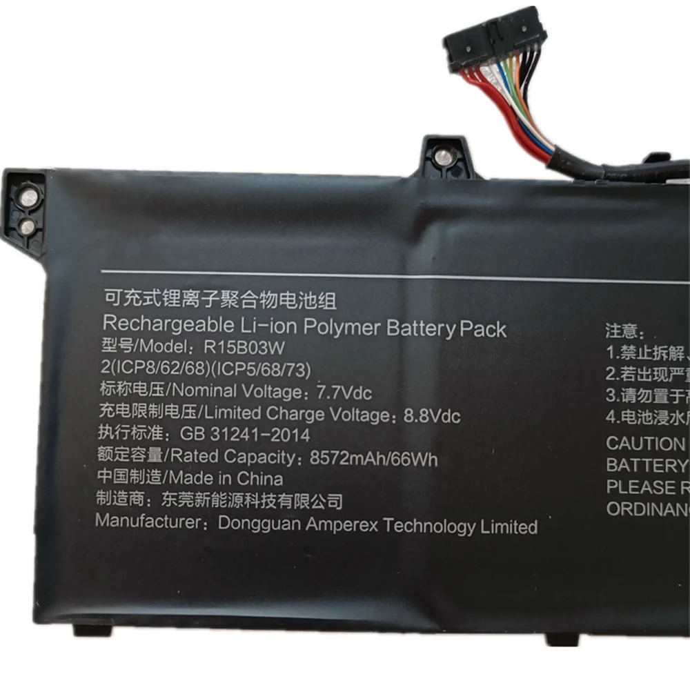 New Laptop Battery R15B03W 7.7V 66Wh For Xiaomi Pro 15 OLED 2021 XMA2009-AL Bateria Notebook Lithium Rechargeable