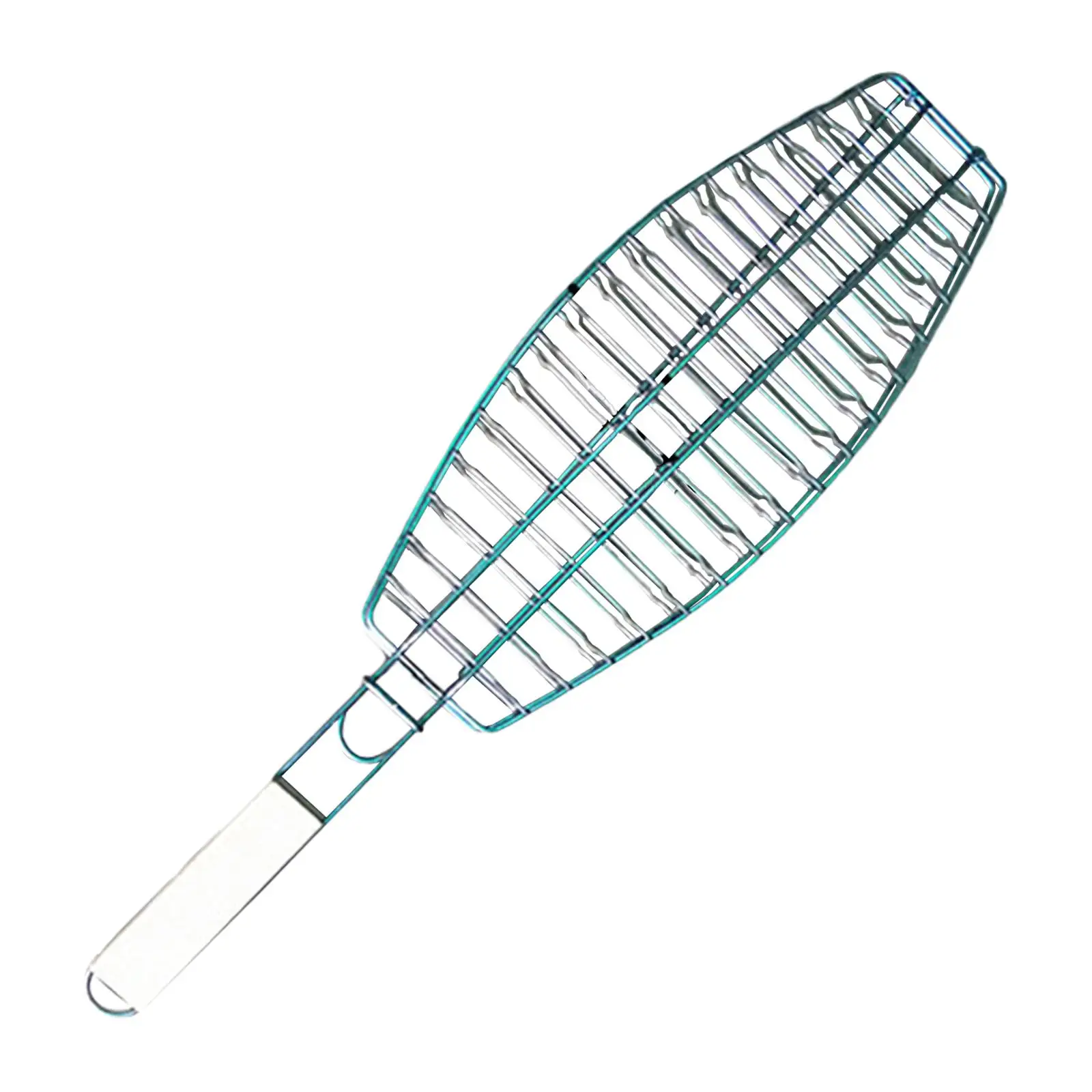 Nonstick Barbecue Fish Basket with Wooden Handle Lockable Grill Grate for Grilling Seafood Vegetables Meat Outdoor Camping