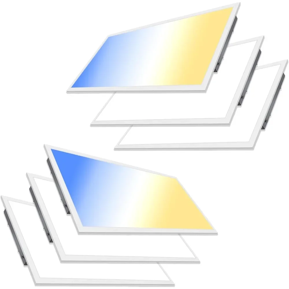 Dimmable LED Flat Panel Lights, 2x4 LED Drop Ceiling Light Fixture, Selectable, 0-10V, 50W, 24x48, 6 Pack