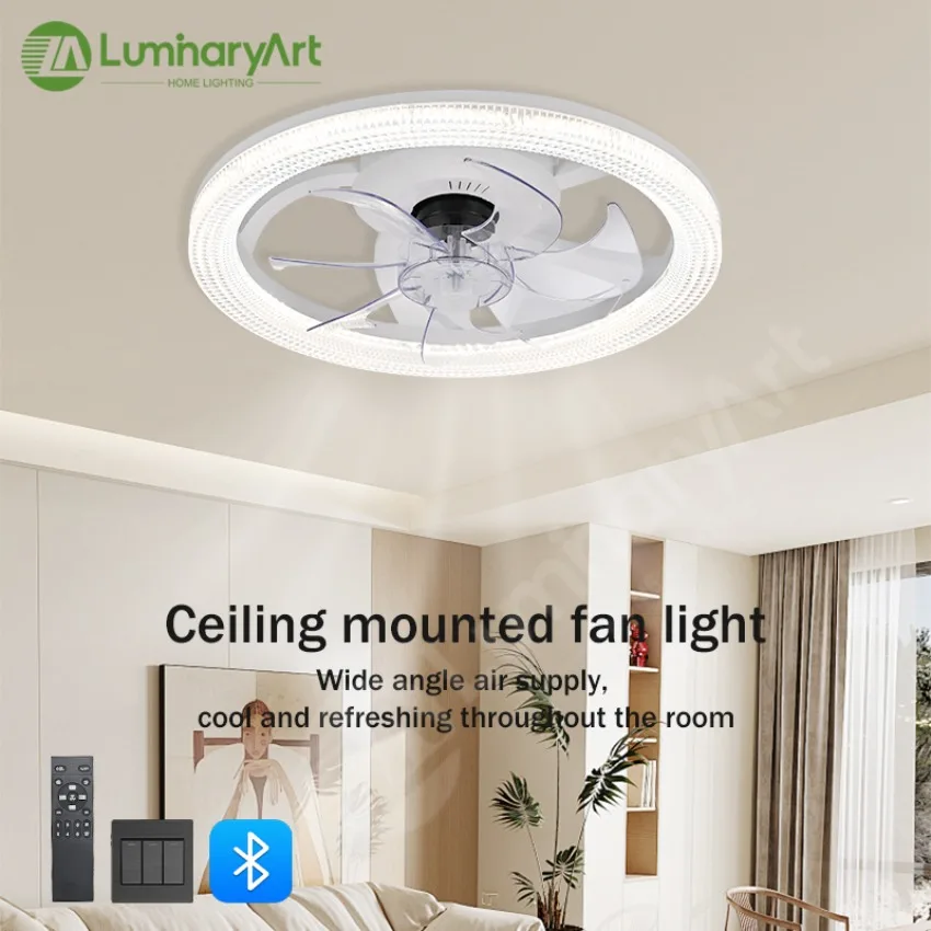 Modern LED Ceiling Fan Light New Type of Simple Remote Control Fan Light with Intelligent APP Control for Dimmable Home Lighting