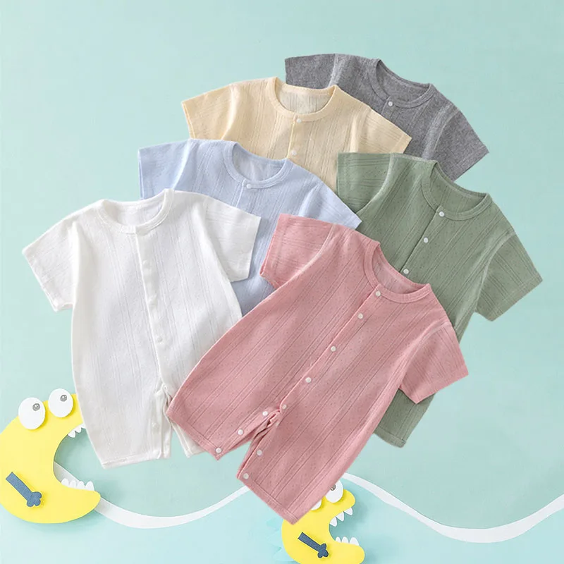 

Baby Short Sleeved Jumpsuit 2025 Summer Newborn Sleeper Pajamas Child Wrapping Romper Boys Girls 53-90CM