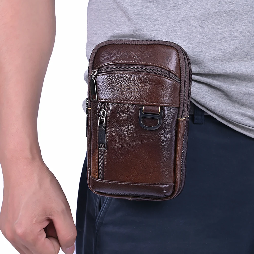 Men Simple Shoulder Bag Waterproof Leather Vintage Waist Pouch Lightweight Fashion Sling Bag Male Travel Outdoor Bag