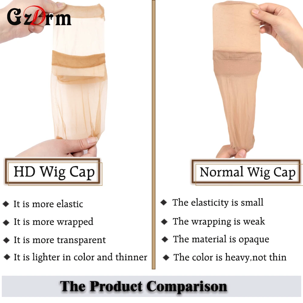 가발용 보이지 않는 Hd 가발 캡, 저렴한 스타킹 캡, 신축성 가발 캡, 갈색 및 밝은 갈색 가발 캡, 5 봉지 (10 개)