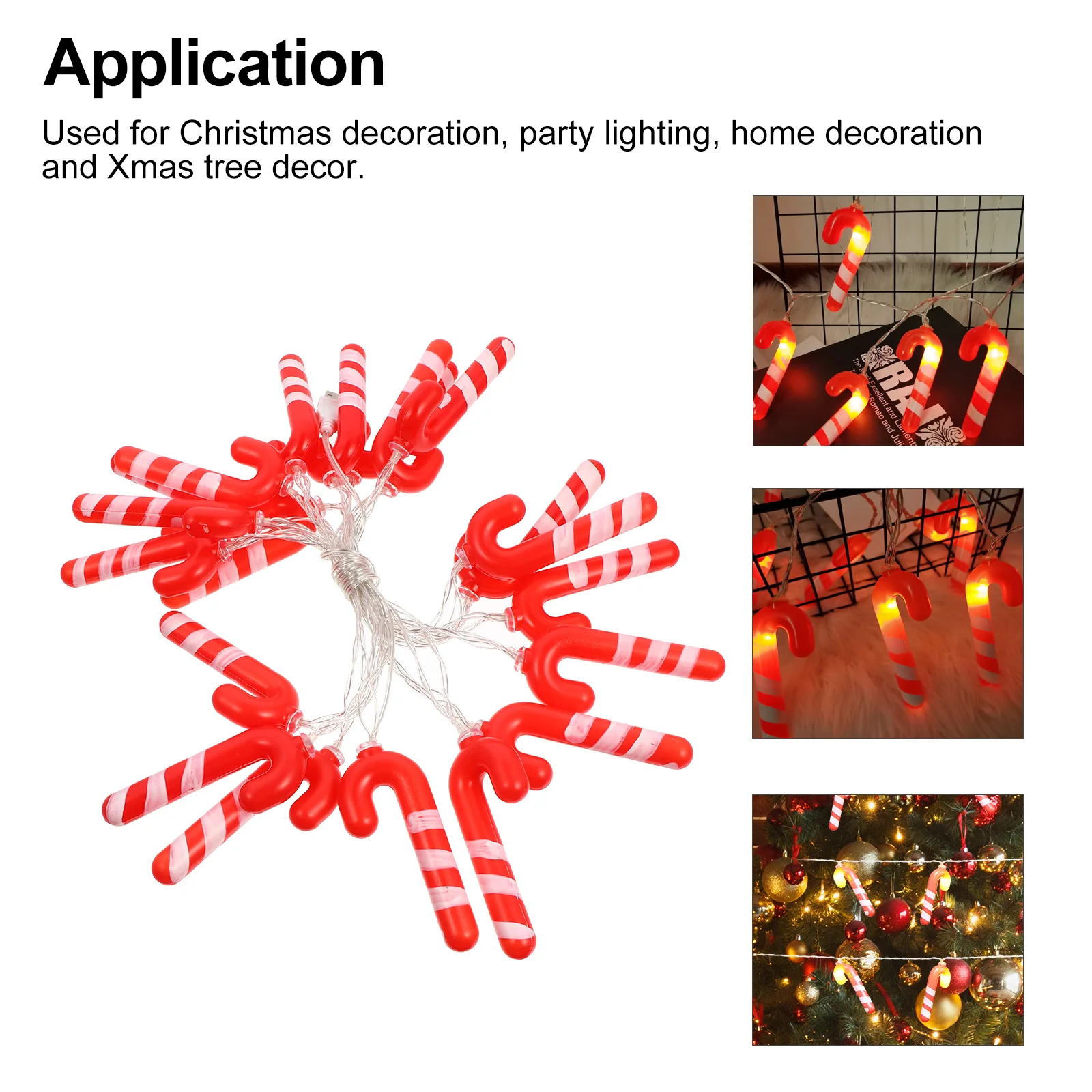 1 set 1 Set Led Decoration Light String Candy Cane Shape Festive Lamp For Christmas Party Indoor Outdoor Use