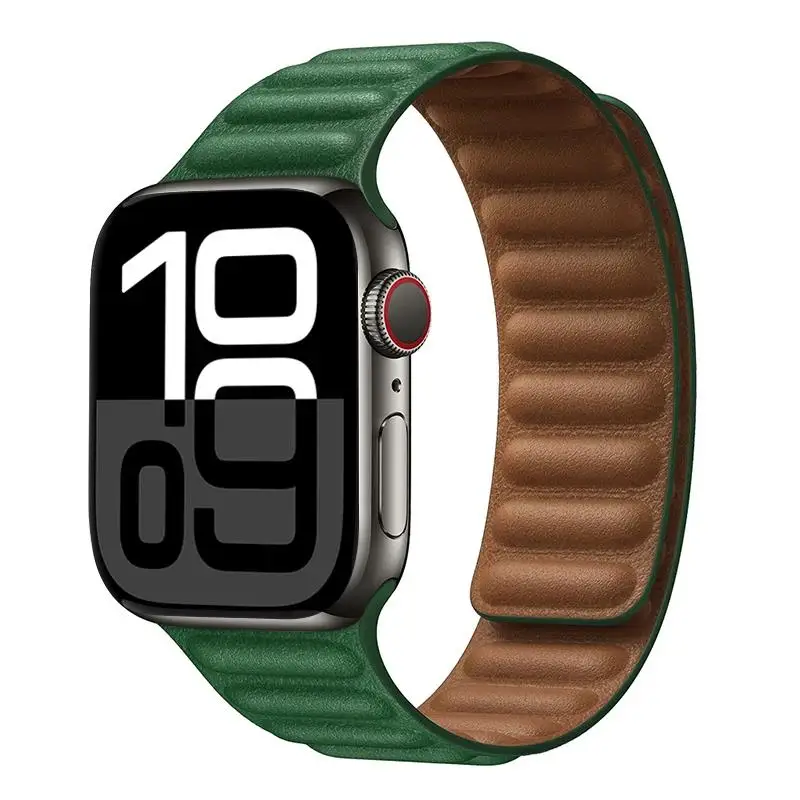 Lederarmband für Apple Watch 49mm 46mm 42mm 41mm Original Magnetisches Schlaufenarmband iWatch 12 11 10 9 8 7 SE Ultra 2 3 4
