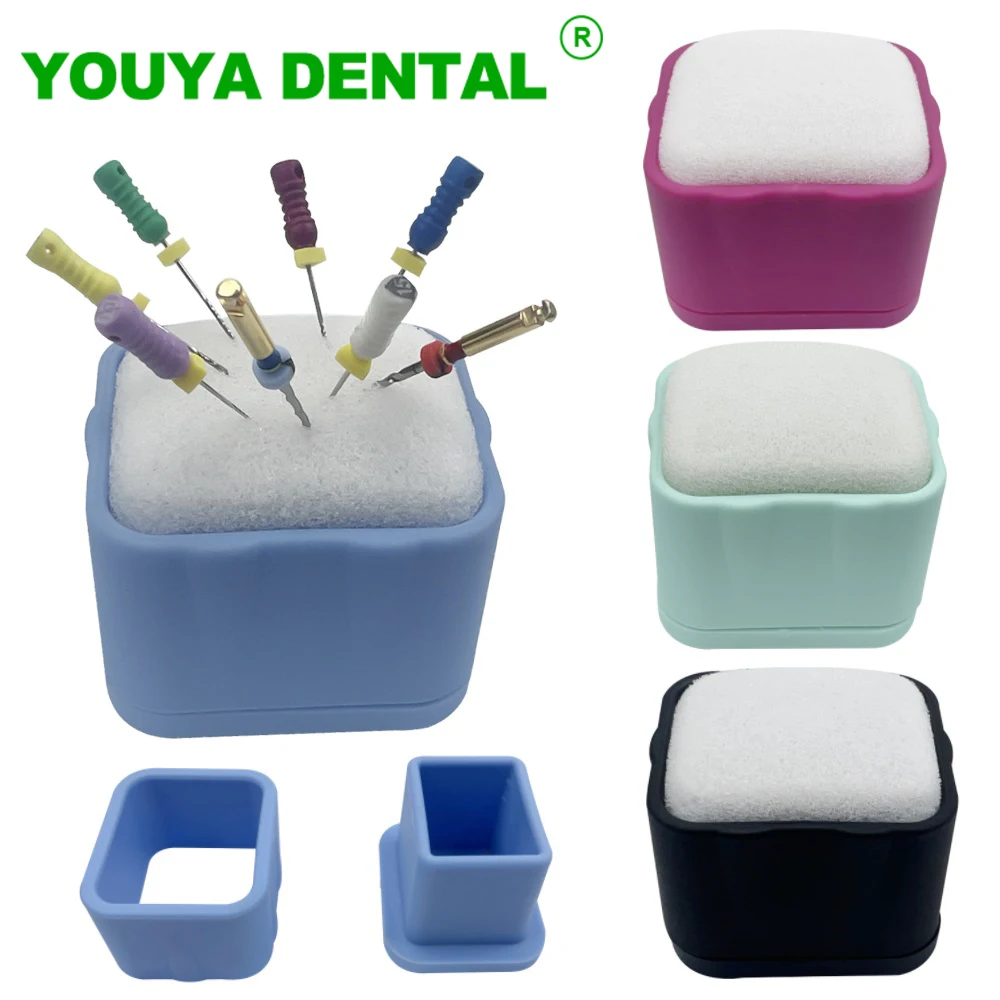 Dental Endo Box Stand Endodontic File Cleaning Tool Root Canal File Drills Block Holder With Sponge Dentistry Laboratory Product