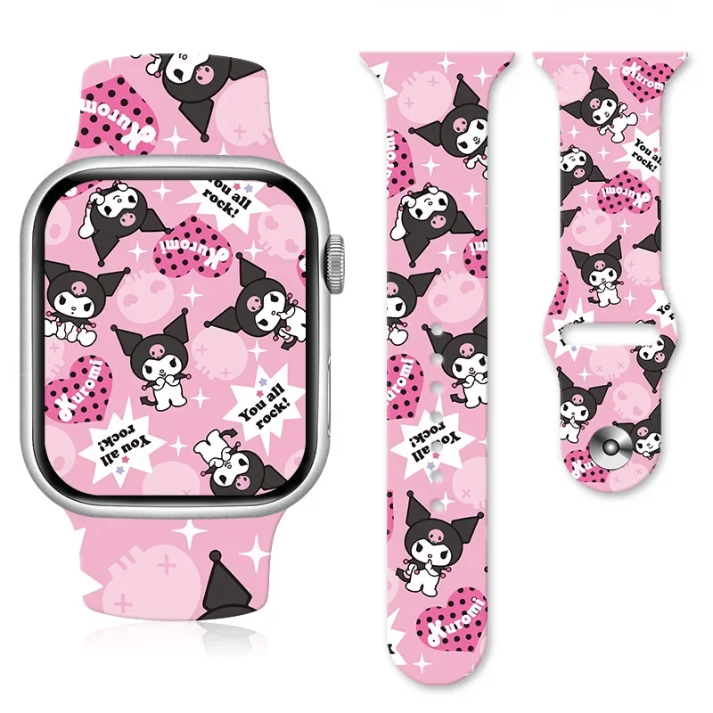 Sanrio Kuromi cinturino in Silicone carino per cinturino Apple Watch 38/40/41/42/44/45/49mm IWatch Apple Watch 8 7 6 5 SE braccialetto Anime regali