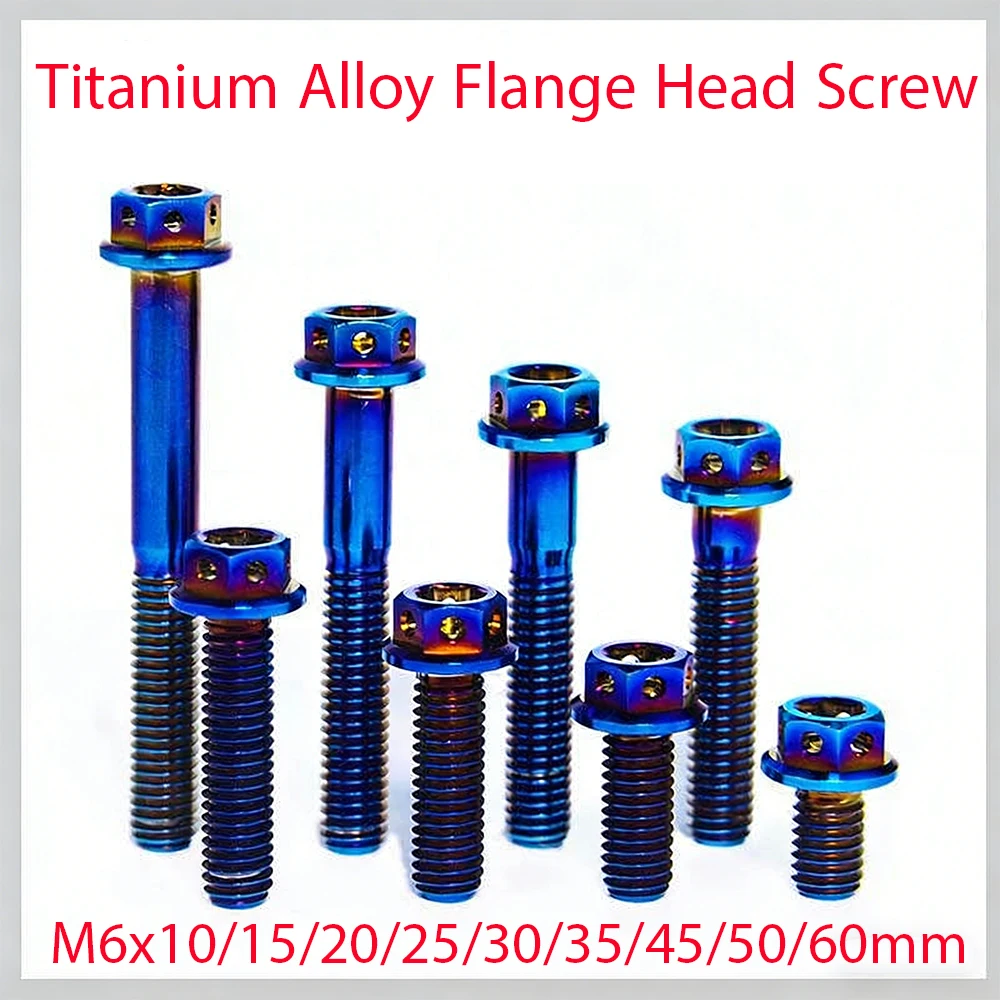 M6x10/15/20/25/30/35/45/50/60mm Titanium Alloy Flange Head Screw Hexagon Head  Hollow Motorcycle Modification Bolt Fastener