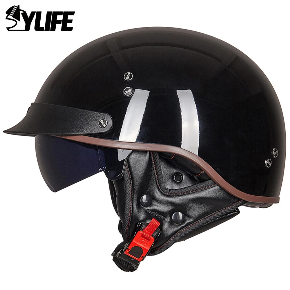 Moto Helmet Vintage Half Face Moto Helmet Retro Scooter Moto Helmet  Motorbike Crash Casco Moto GXT DOT Certification