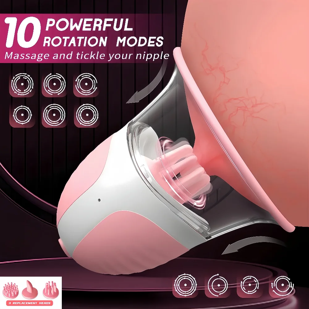 Breast Massage Nipple Sucking Vibrator  10 Vibration Rotation Modes Strong Manual Sucking Stimulator  Female Breast Stimulator view 2