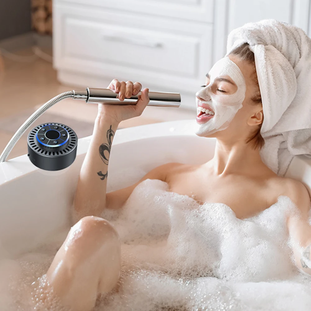 

Mini Speaker Bluetooth-Compatible with Suction Cup IPX7 Waterproof Hands-Free Call/FM Radio Built-in Mic for Bathroom Sing-Along
