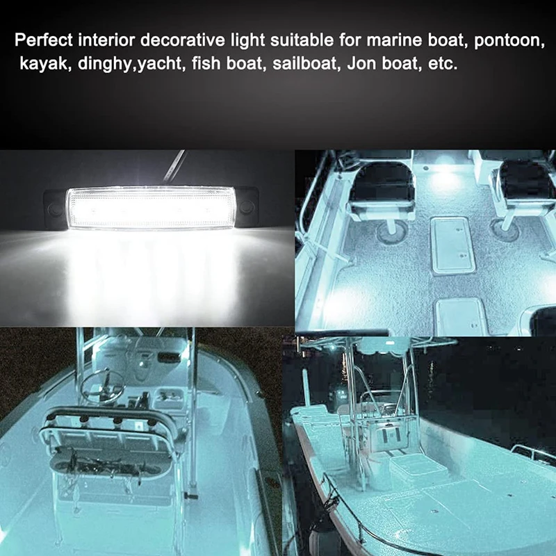 10 Pcs Marine Boat Lights,12V 24V Waterproof Boat Interior Navigation Strip Light Deck Transom Step Cockpit Lighting