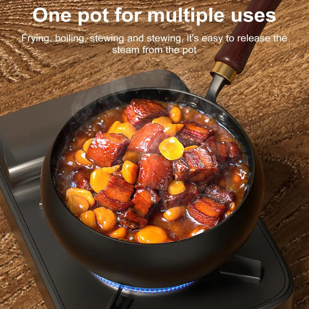 

Speed Cooking Iron Pot Iron Pot with Wooden Cover Hand-forged Non-stick Iron Pans for Gas Induction Cookers for Natural