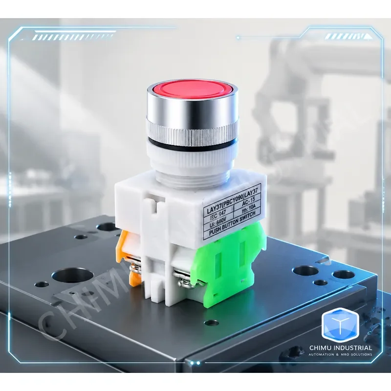 【CHIMU INDUSTRIAL】 for LAY37-11BN Y090 22mm Auto Reset Push Button Switch Start Stop NPN PNP Red Green Yellow Blue Industrial