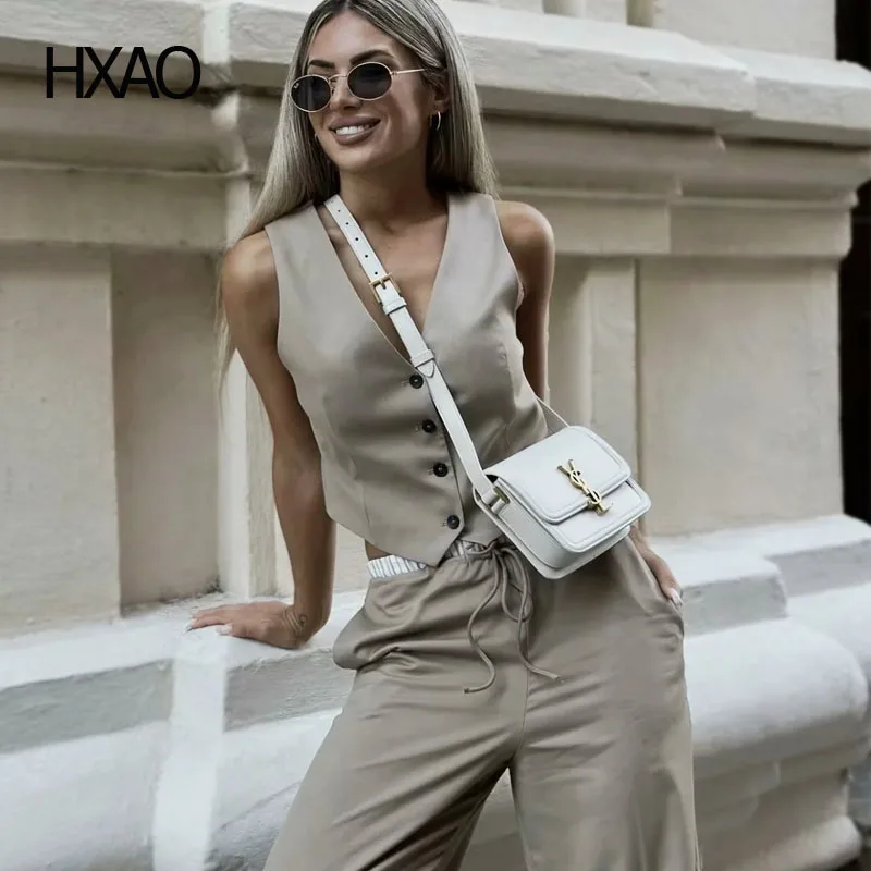 

HXAO Vests for Women Suit Vest Casual Waistcoat Female Vest Sleeveless Jacket Classic Vest Fashion Summer Vest Top 2 Piece Sets