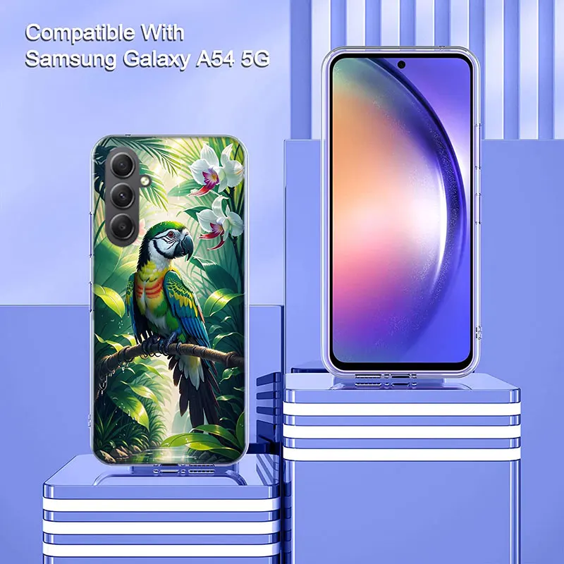 Parrot Bird Rainforest Case For Phone Samsung Galaxy A12 A22 A32 A52 A52S A13 A23 A33 A53 A14 A24 A34 A54 5G A73 A42 A9 A8 A7 A6
