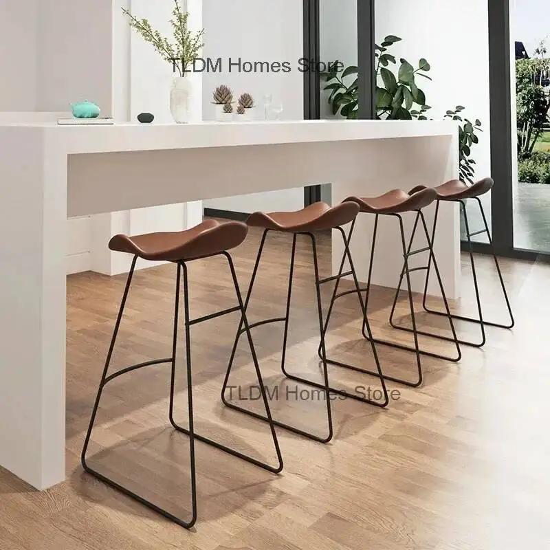 

Kitchen Modern Simple Home Leather Bar Chairs Stools Leisure High Bar Furniture Nordic High Bar Chair Luxury Back Bar Stool U