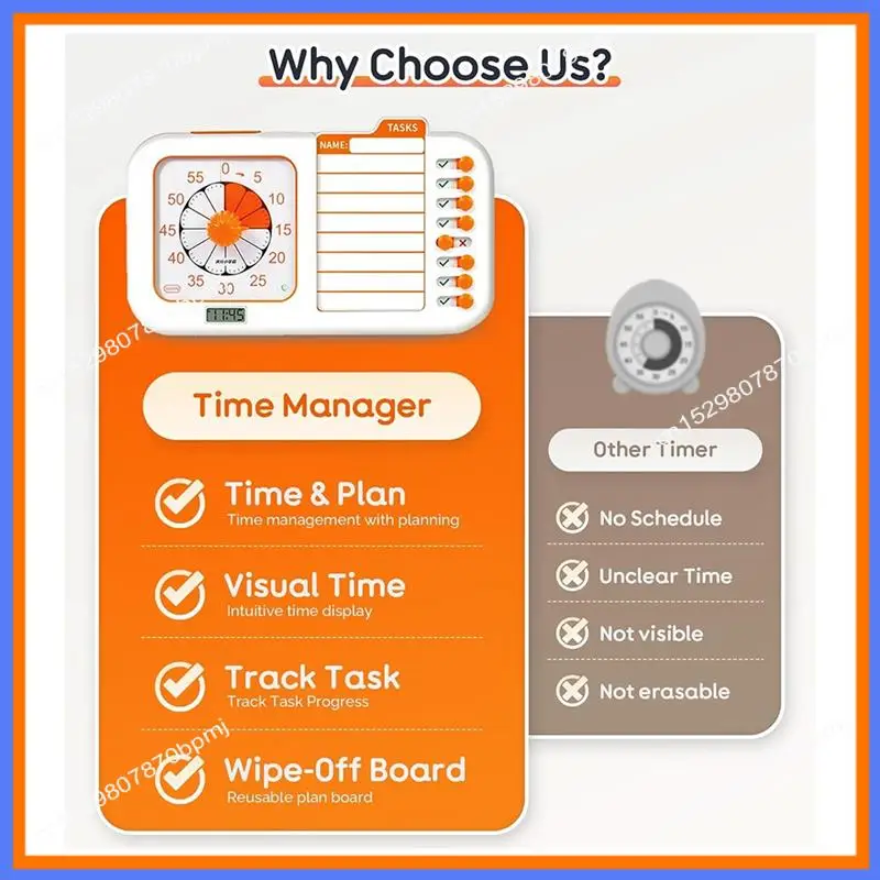BAAE 3-In-1 Visual ADHD Timer For Kids & Adults With Planning Board, Task Timer, Chore Chart & Visual Schedule Planne