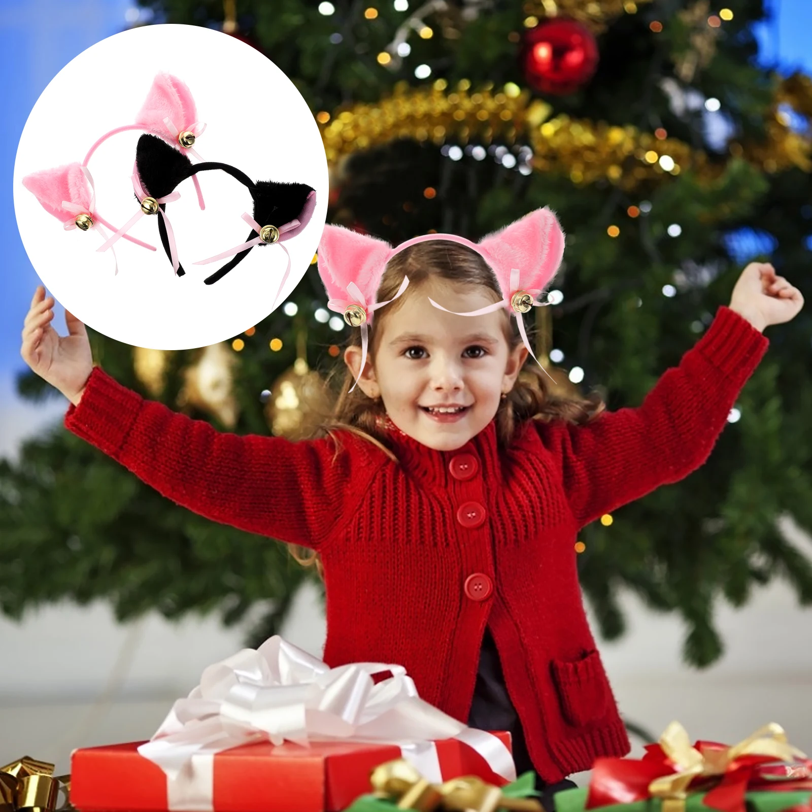 

Cat Ear Headbands Fabric Lightweight Bell Hoop Adorable Kids Hair Headdress Party Halloween Costume Carnival Performance Gifts