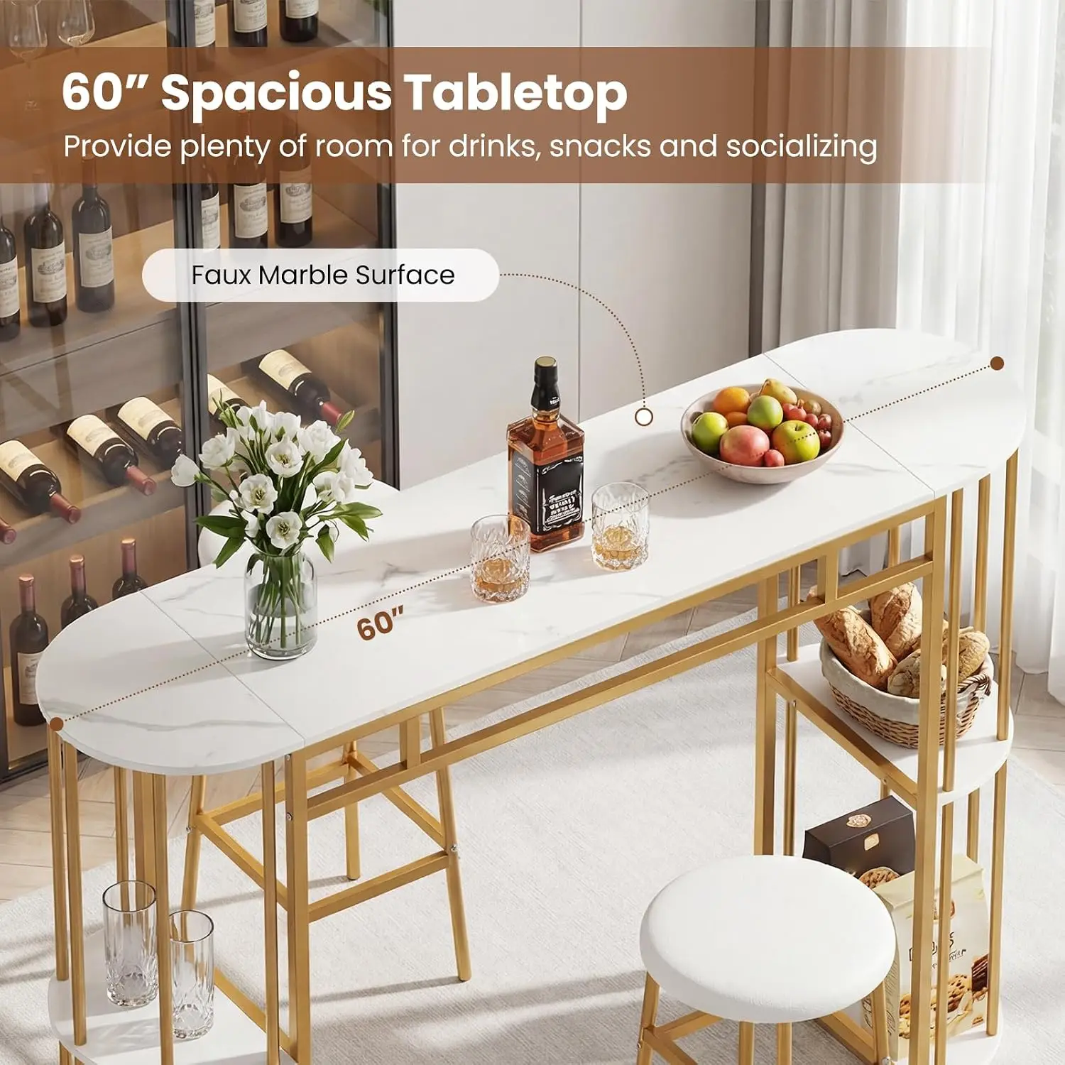 3-Piece Bar Table Set, 60